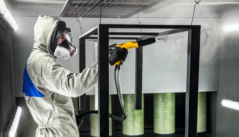 Black table frame powder coating