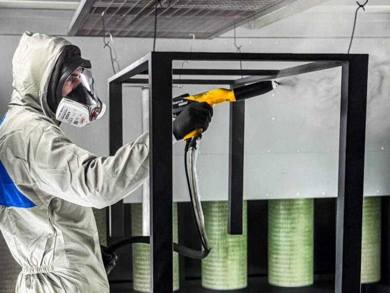 Black table frame powder coating